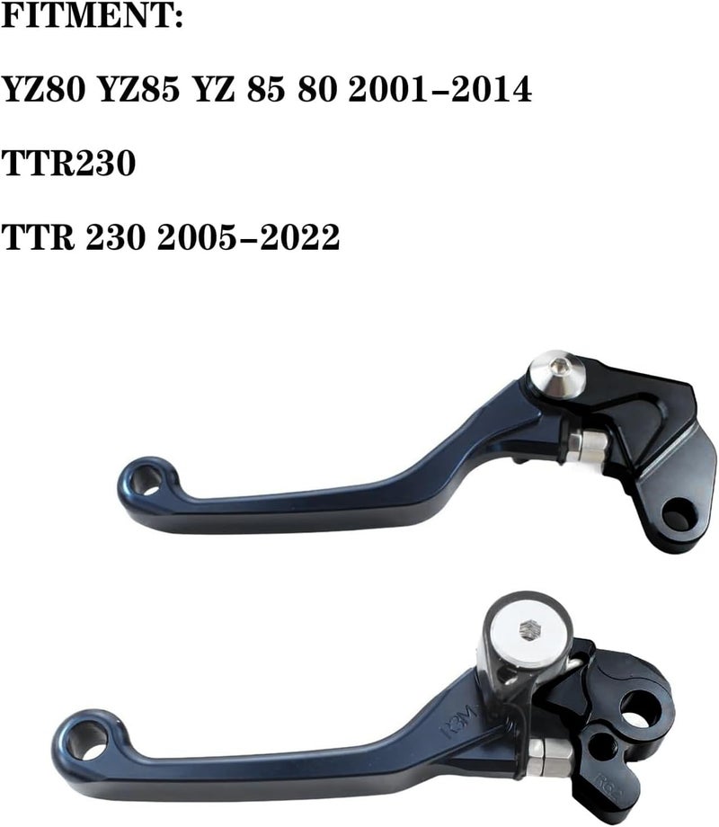 Adsspro CNC Aluminum Pivot Motorcycle Billet Foldable Brake Clutch Lever Handle for YZ80 YZ85 YZ 85 80 2001-2014 TTR230 TTR 230 2005-2022 Dirt Pit Bike Motocross （Black） - Image 2